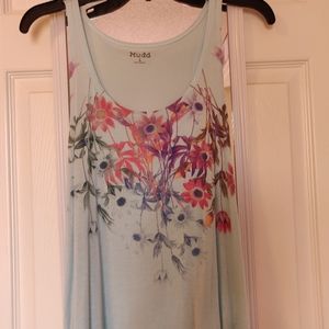 Blue Tank Top with Floral Design